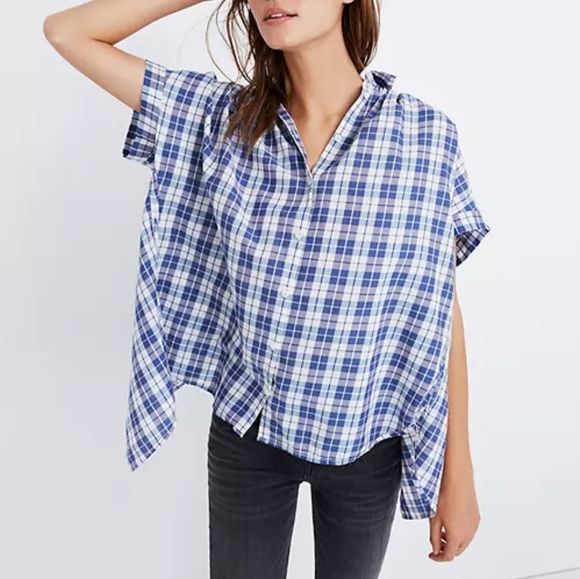 Madewell Tops - Madewell Central Open-Back Shirt in Linus Plaid